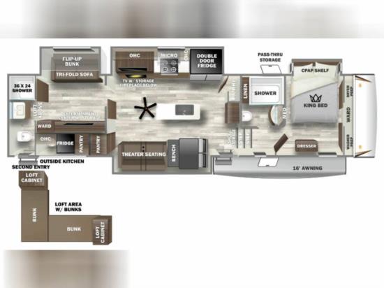 Floor Plan for Sabre Bunk House Fifth Wheel